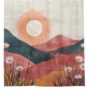 Boho Floral Mountain Sunset – Rustic Nature