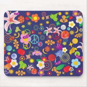 Boho floral mouse pad