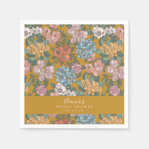 Boho Floral Mustard Yellow Custom Bridal Shower  Napkin