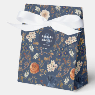 Boho Floral Name Date Wedding Favor Box