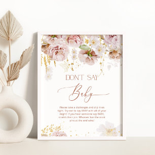 Boho floral Ne pas dire jeu de bébé Poster