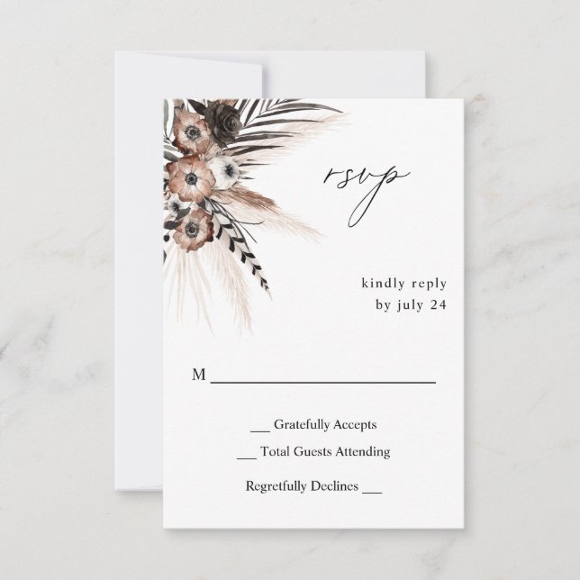 Boho floral noir et naturel no Repas RSVP 2 (Devant)