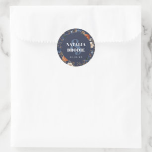 Boho Floral Nommé Stickers Mariage