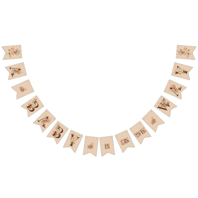 Boho Floral on Creamy Ivory Baby Shower Bunting Flags (All)