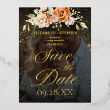 Boho Floral Orange and Blush Pink Photo Wedding