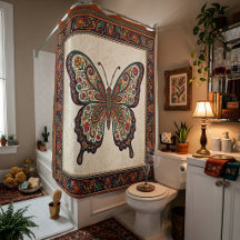 Boho floral paisley frame butterfly