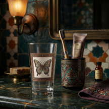 Boho floral paisley frame butterfly bathroom
