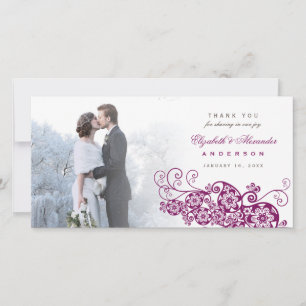 Boho Floral Paisley Mariage Merci Carte photo