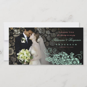 Boho Floral Paisley Mariage Merci Carte photo
