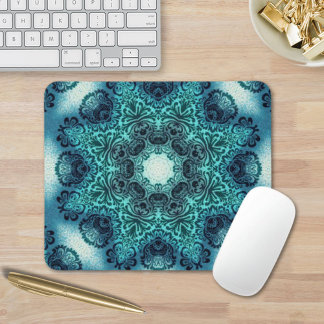 Boho floral paisley turquoise teal mandala henna mouse pad