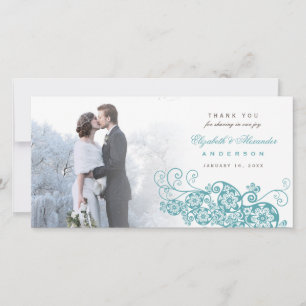 Boho Floral Paisley Wedding Thank You Photo Card