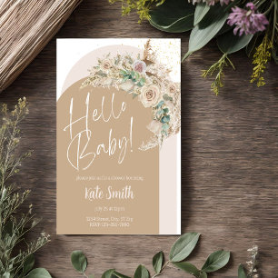 Boho Floral Pampas Genre Révélation des Invitation