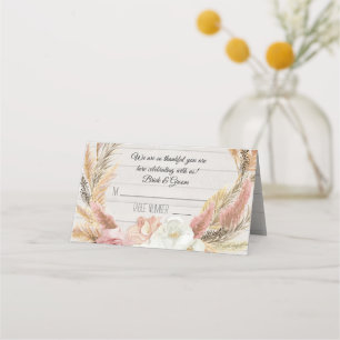 Boho Floral Pampas Grass Rustique Bois Cartes de P