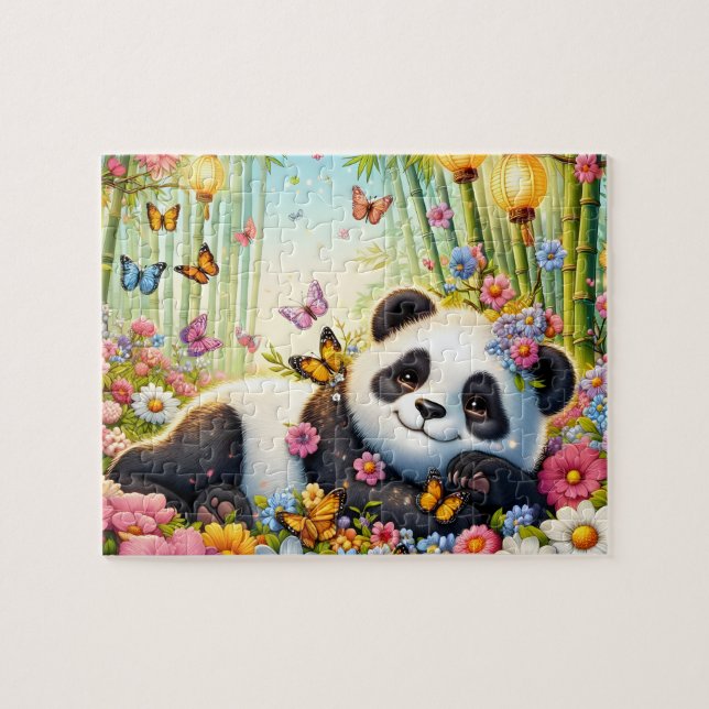 Boho Floral Panda Jigsaw Puzzle (Horizontal)