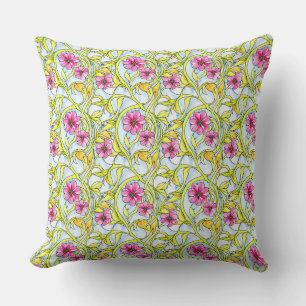 Boho Floral Pattern Chic Bohemian Watercolor Throw Pillow