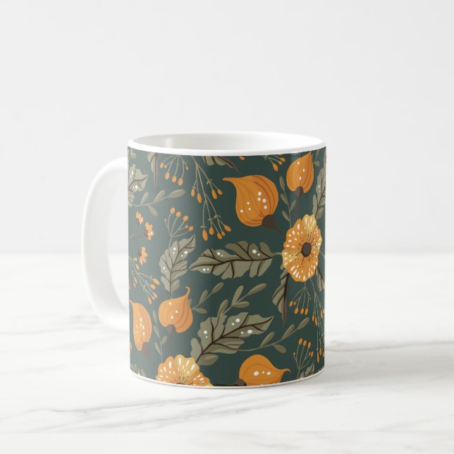 Boho Floral Pattern Coffee Mug (Front Left)