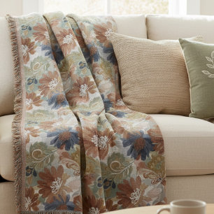 Boho Floral Pattern Throw Blanket