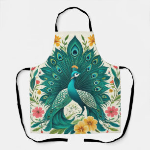 Boho Floral Peacock  Apron
