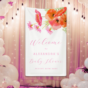 Boho Floral Personalized Girl Baby Shower Welcome Banner