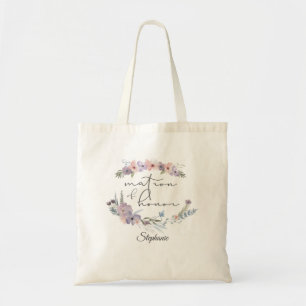 Boho Floral Personalized Matron of Honour Tote Bag