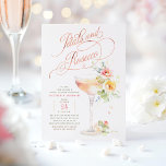 Boho Floral Petals and Prosecco Bridal Shower Invitation<br><div class="desc">These elegant and romantic "Petals and Prosecco" bridal shower invitations boast refined rose gold calligraphy,  alongside a beautifully illustrated cocktail glass,  gracefully adorned with summer garden flowers.</div>