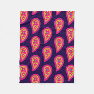 Boho Floral Pink Motif Fleece Blanket