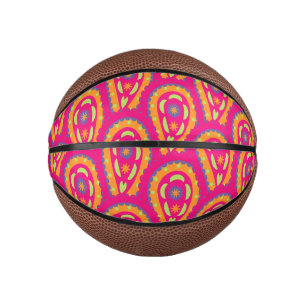 Boho Floral Pink Motif Mini Basketball