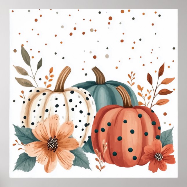 Boho Floral polka Dot  Art Poster (Front)