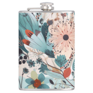 Boho Floral Print Hip Flask