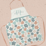 Boho Floral Print Monogram Family Name Apron<br><div class="desc">Boho Floral Print Monogram Personalized Family Name Apron</div>