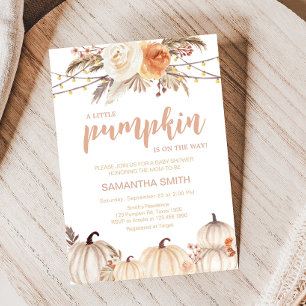 Boho Floral Pumpkin Baby Shower Invitation