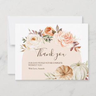 Boho Floral Pumpkin Baby Shower Thank you Card