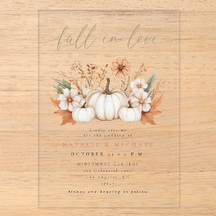 Boho Floral Pumpkin Fall Wedding Acrylic Invitations