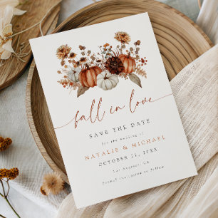 Boho Floral Pumpkin Fall Wedding Save The Date