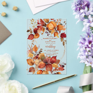 Boho Floral Pumpkin Scrip Wedding Acrylic Invitations