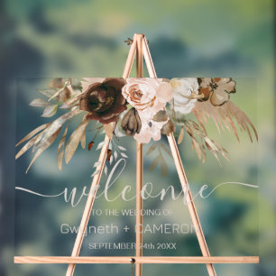 Boho Floral Pumpkin Wedding welcome acrylic sign