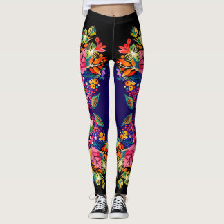 Boho Floral Purple Ombre Leggings