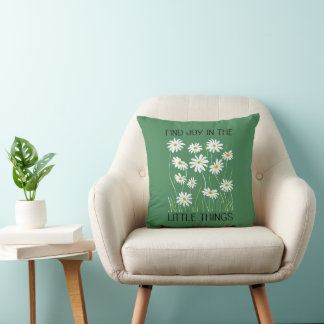 Boho Floral Quotes "find joy in the little things" Throw Pillow
