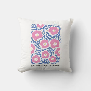 Boho Floral Quotes " You Are Made of Magic" Throw Pillow