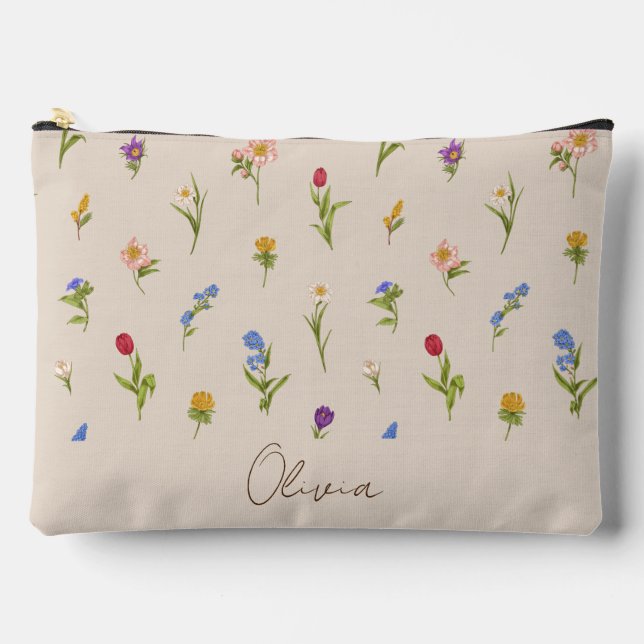 Boho Floral Rainbow Accessory Pouch (Front)