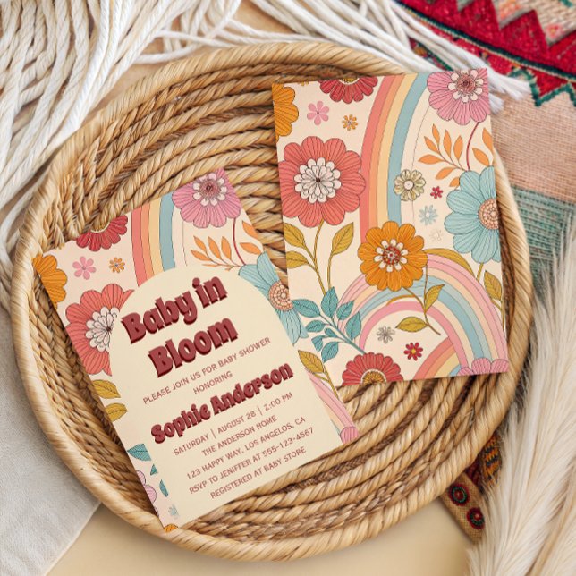Boho Floral Rainbow Baby in Bloom Baby Shower    Invitation (Creator Uploaded)