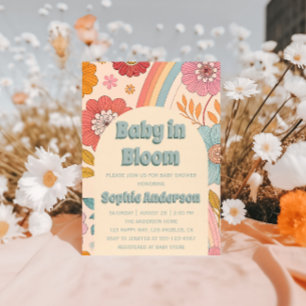 Boho Floral Rainbow Baby in Bloom Baby Shower Invitation