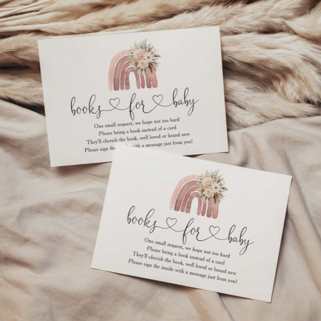 Boho Floral Rainbow Baby Shower Books For Baby Enclosure Card (Creator Uploaded)