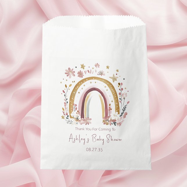Boho Floral Rainbow Baby Shower Thank You Favour Bag (Creator Uploaded)