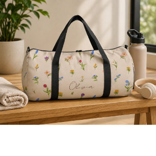 Boho Floral Rainbow Duffle Bag