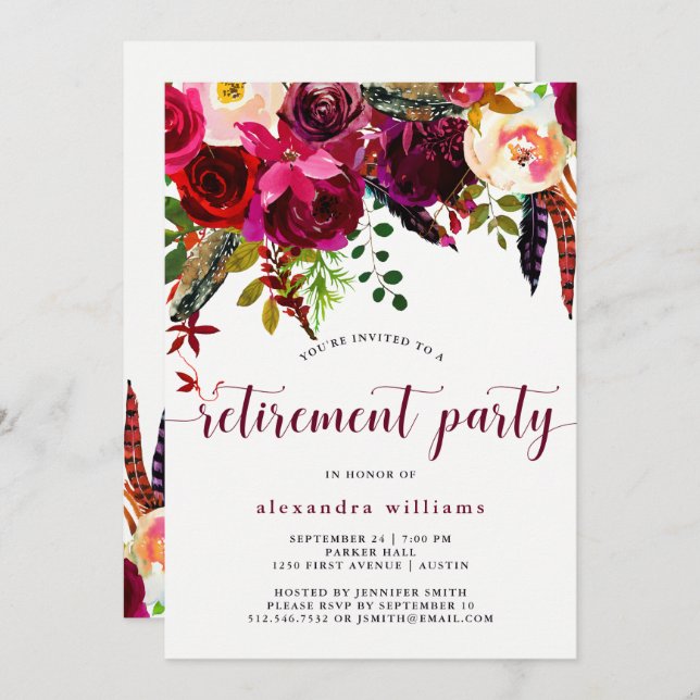 Boho Floral | Retirement Party Invitation (Front/Back)