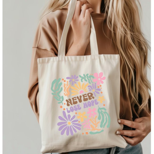 Boho Floral Retro Never Lose Hope  Tote Bag (Creator Uploaded)
