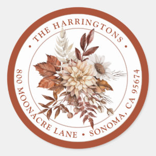 Boho Floral Return Address Round Envelope Seal