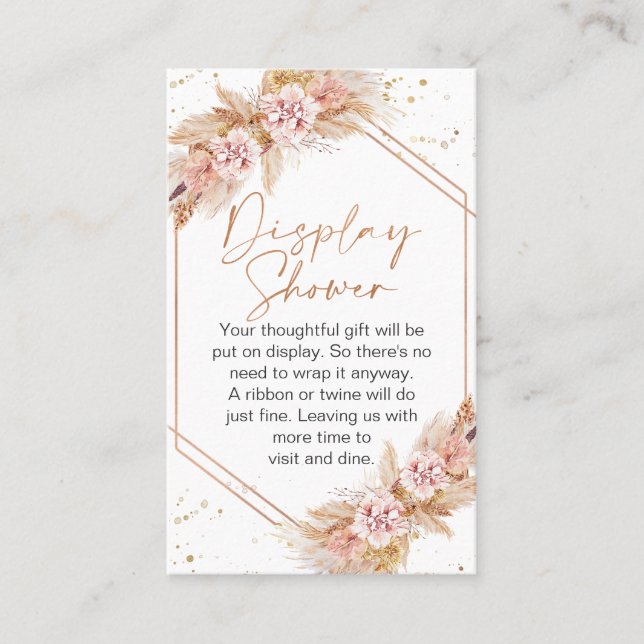 Boho Floral Rose Gold Display Shower Insert (Front)