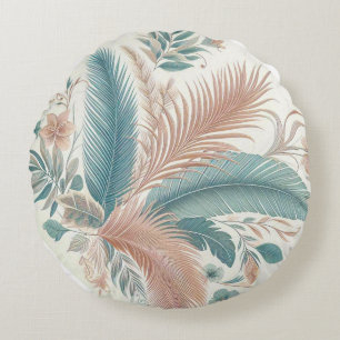 Boho Floral Round Pillow – Aesthetic Home Décor